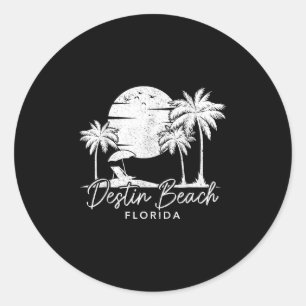 Destin Beach Florida Fl Vintage Sonnenuntergang Su Runder Aufkleber