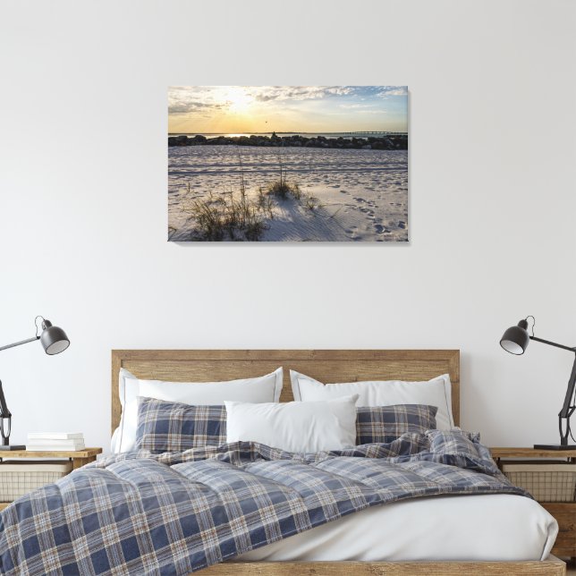 Destin Beach Florida Jetty Sunset Leinwand (Insitu (Schlafzimmer))