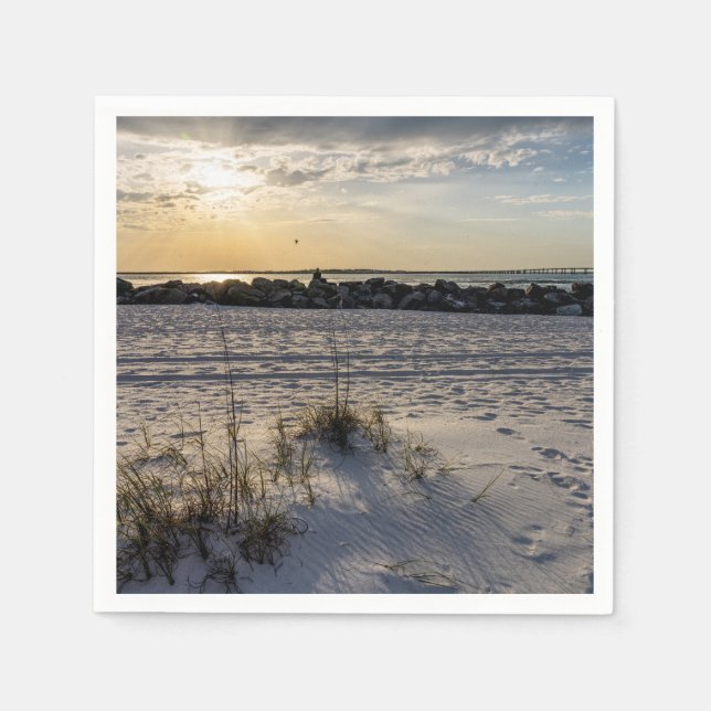 Destin Beach Florida Jetty Sunset Paper Napkin Serviette (Vorderseite)