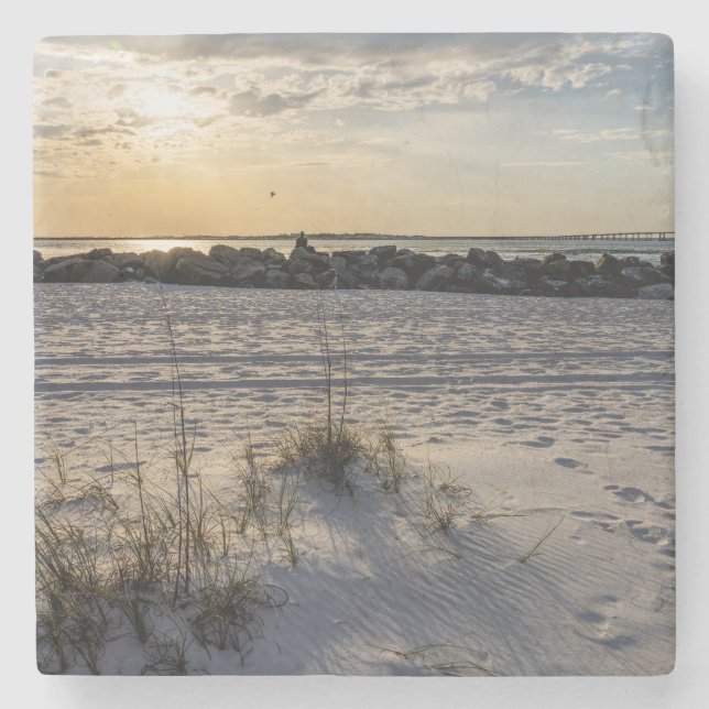 Destin Beach Florida Jetty Sunset Stone Untersetze Steinuntersetzer (Vorderseite)