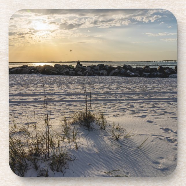 Destin Beach Florida Jetty Sunset Untersetzer Set (Vorderseite)