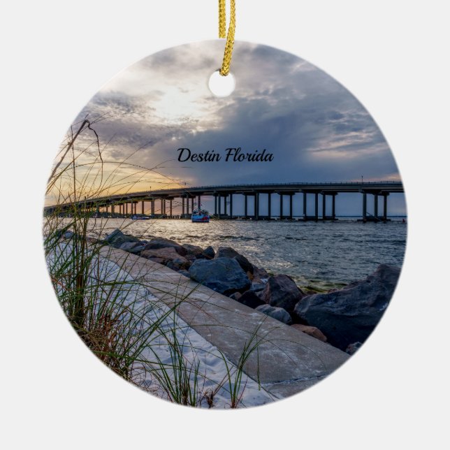 Destin East Pass Sunset Circle Ornament (Vorne)