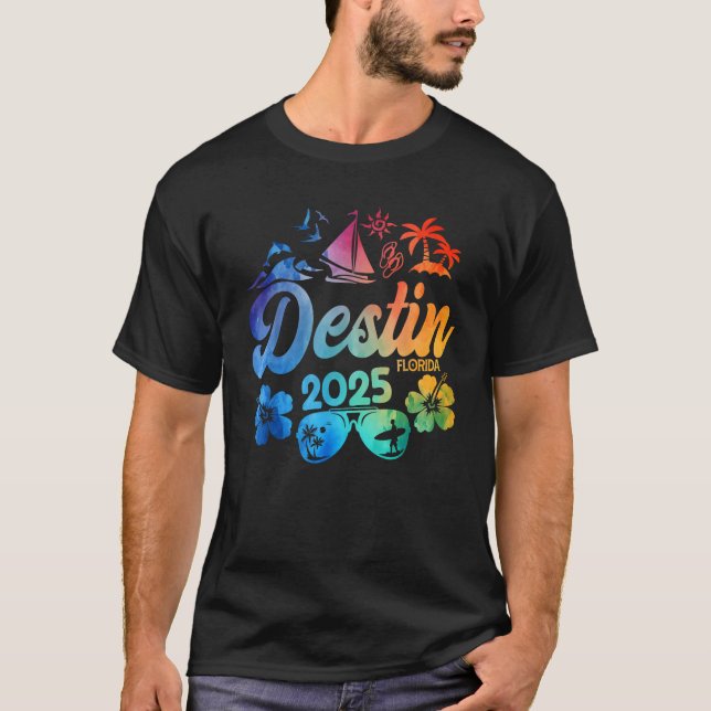 Destin Florida 2025 Tie Dye Vacation Souvenir Matc T-Shirt (Vorderseite)