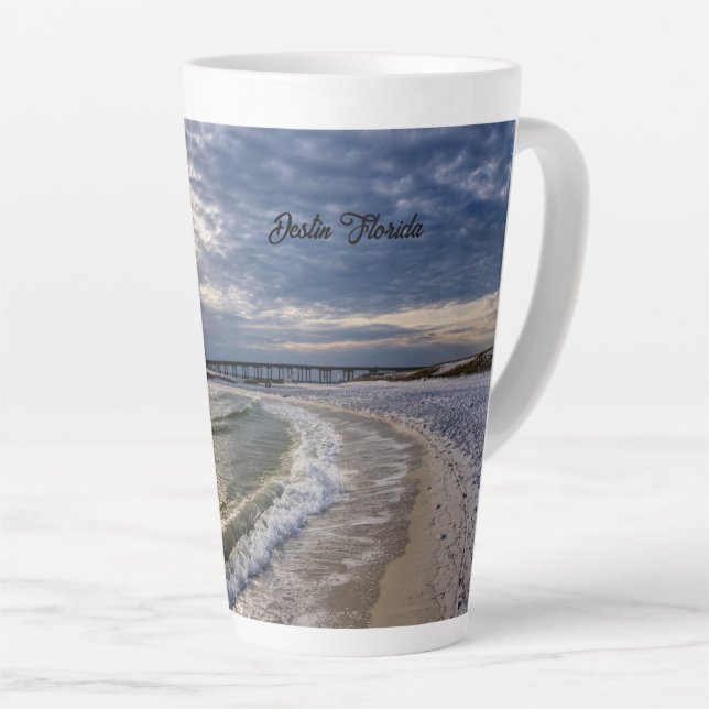 Destin Florida Abend Waves Latte Tasse (Rechte Ecke)