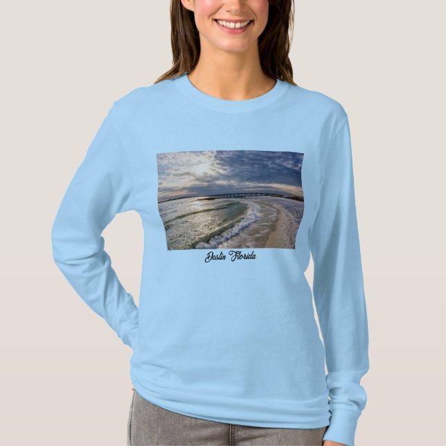 Destin Florida Abend Waves Long Sleeve Tshirt (Vorderseite)