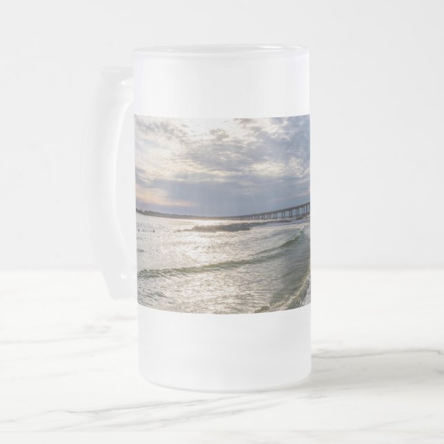 Destin Florida Abend Waves Mattierte Bier Tasse (Vorderseite Links)