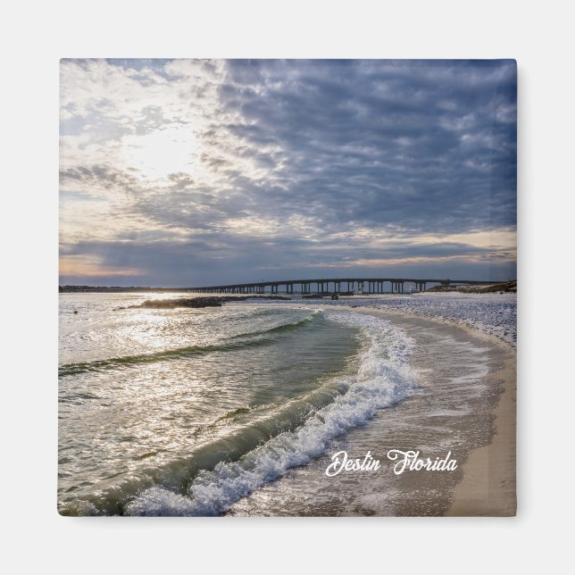 Destin Florida Abend Waves Square Magnet (Vorne)