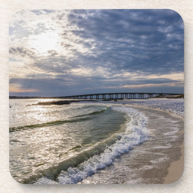 Destin Florida Abend Waves Untersetzer Set (Vorderseite)