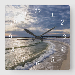 Destin Florida Abend Waves Wall Clock Quadratische Wanduhr