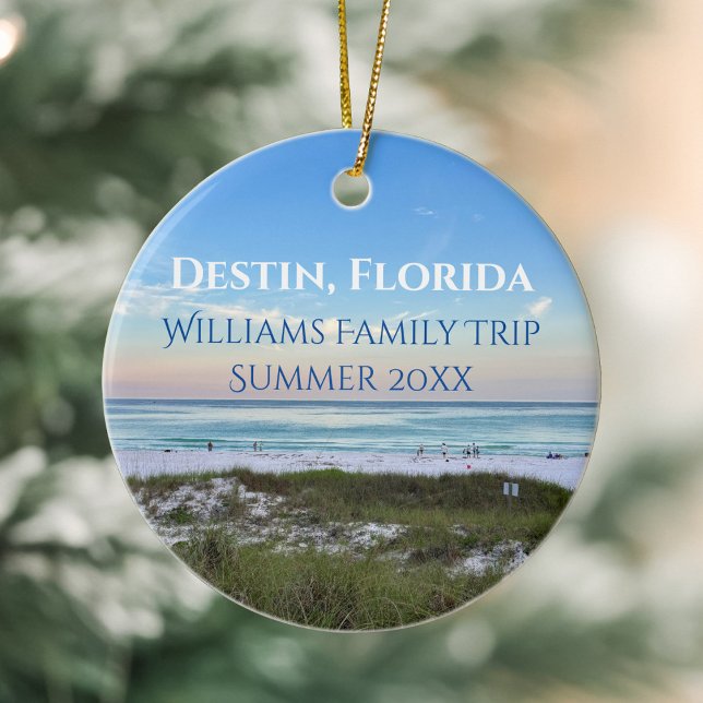 Destin Florida Beach Custom Familienreise Weihnach Keramik Ornament (Von Creator hochgeladen)