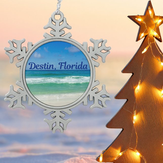 Destin Florida Beach Foto Schneeflocken Zinn-Ornament (Von Creator hochgeladen)