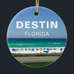 Destin Florida Beach Fotografie Seaside Keramik Ornament<br><div class="desc">Ein wunderschönes Strandfoto, aufgenommen in einem beliebten Urlaubsziel für Floridianer: Destin, Florida. Das wunderschöne aquamarine blaue Meer in Sandestin trifft auf das sandige Meer für das perfekte Foto der Insellandschaft. Verkaufen Sie diese niedlichen Ornamente mit fett weißer Typografie in Ihrem Destin Touristenstrandshop oder kaufen Sie sie, um sie an Ihre...</div>