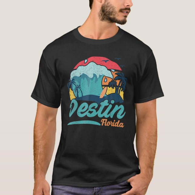 Destin Florida Beach Summer Surfing Sun Set Palm T T-Shirt (Vorderseite)