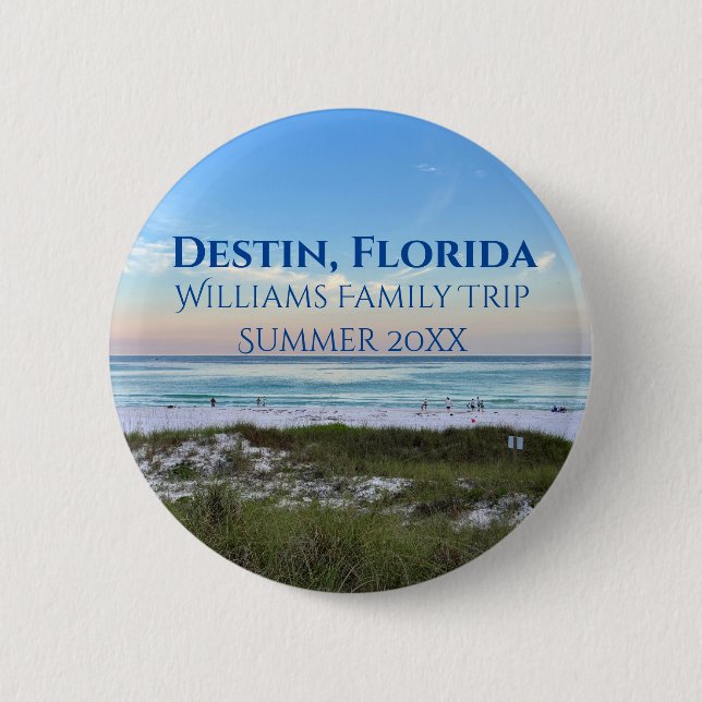 Destin Florida Beach Sunset Custom Family Trip Button (Vorderseite)