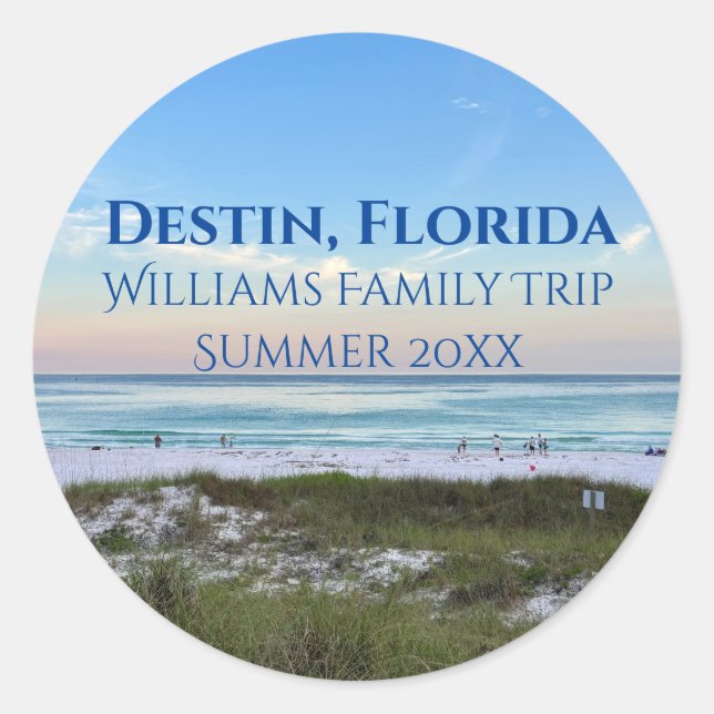 Destin Florida Beach Sunset Custom Family Trip Runder Aufkleber (Vorderseite)