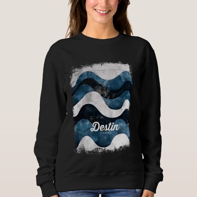 Destin Florida FL Tropical Beach Surfwellen Vin Sweatshirt (Vorderseite)