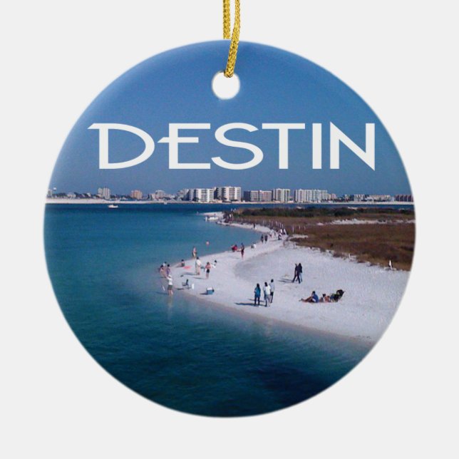 Destin Florida Foto mit Strand und Skyline Keramik Ornament (Vorne)