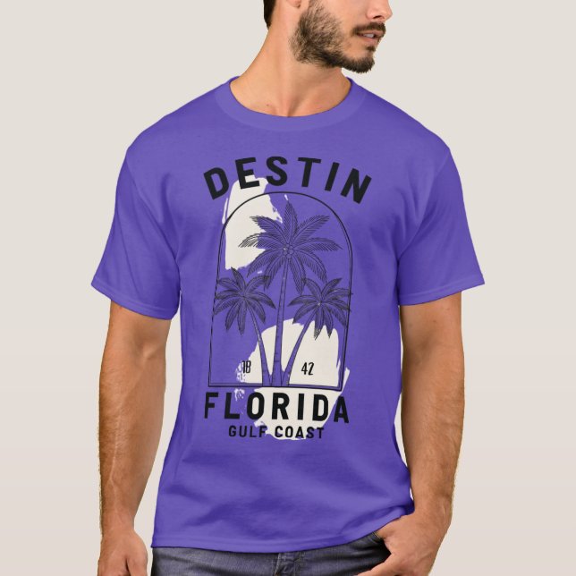 Destin Florida Golfküste Minimalistisch Palmenbaum T-Shirt (Vorderseite)