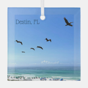 Destin Florida Pelicans Meeresfotografie Ornament Aus Glas