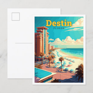 Destin Florida Reise Vintage-Illustration Postkarte