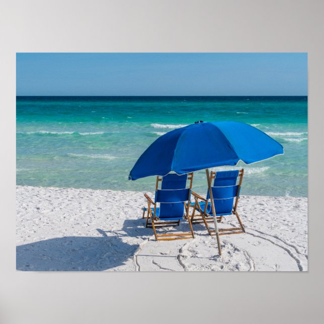 Destin Florida Stühle und Schirmplakat Poster (Vorne)
