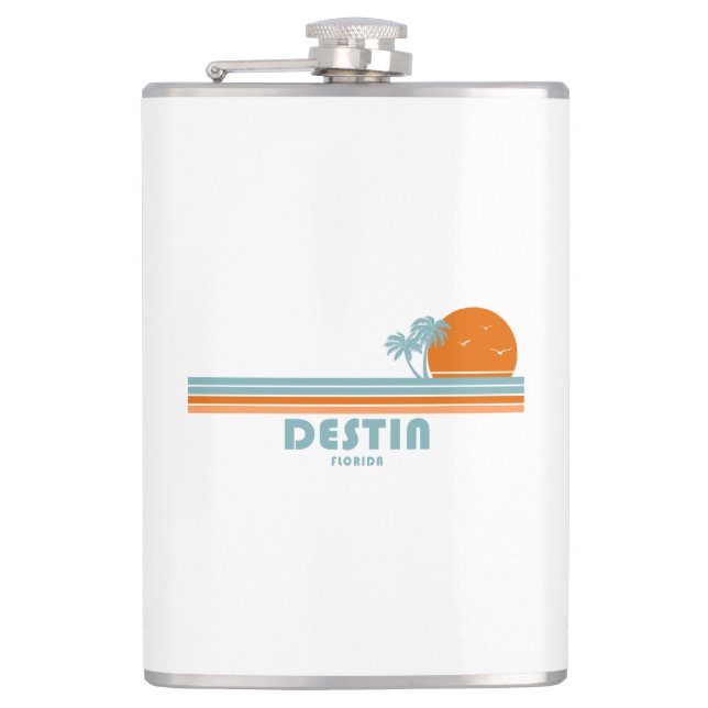 Destin Florida Sun Palm Trees Flachmann (Vorderseite)