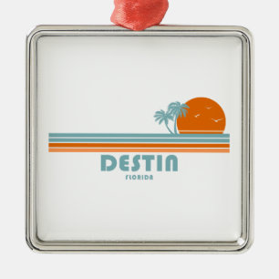 Destin Florida Sun Palm Trees Ornament Aus Metall
