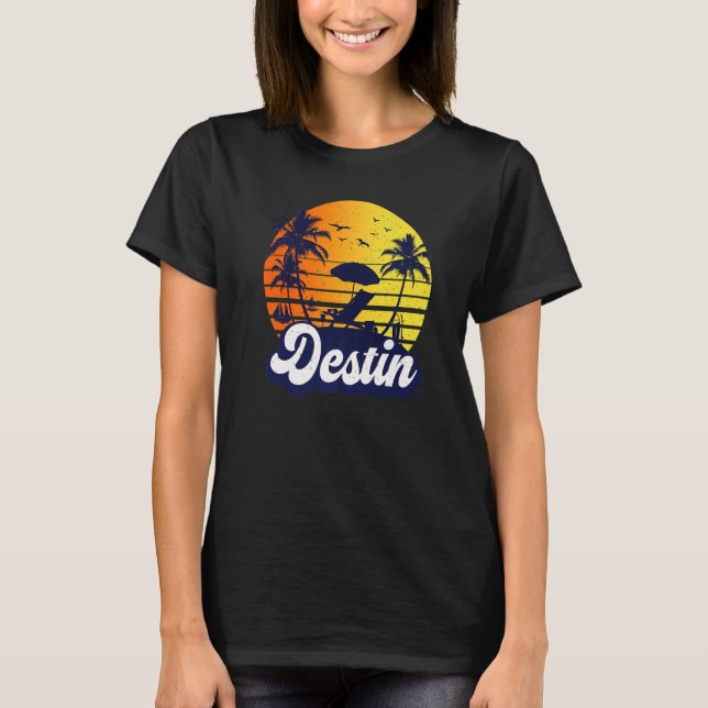 Destin Florida Sunset Beach Retro Premium T-Shirt (Vorderseite)