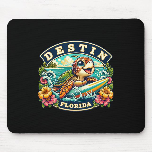 Destin Florida Süße Meeresschildkröte Surft  Mousepad (Vorne)