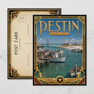 Destin Florida Vintage Art Deco Golden Age Postkarte