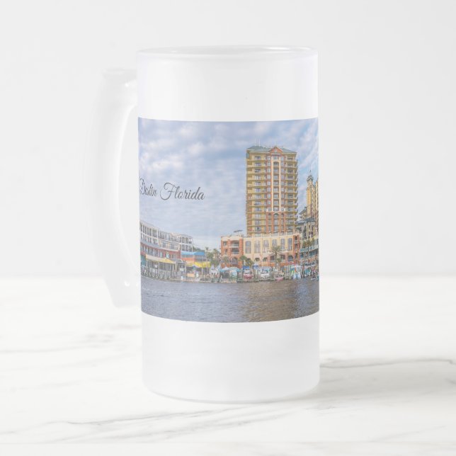 Destin Harbour Boardwalk Mattiert Bier Tasse (Vorderseite Links)