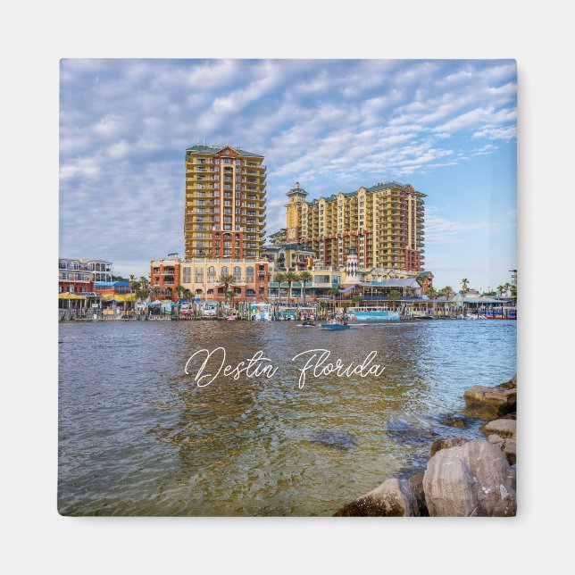 Destin Harbour Boardwalk Square Magnet (Vorne)