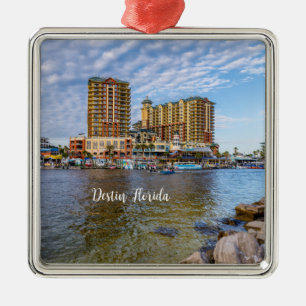 Destin Harbour Boardwalk Square Ornament Aus Metall