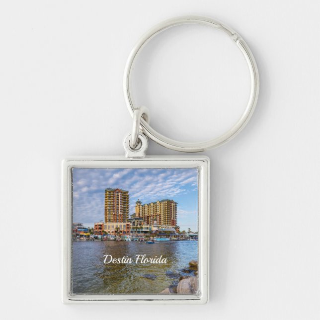 Destin Harbour Boardwalk Square Schlüsselanhänger (Vorne)