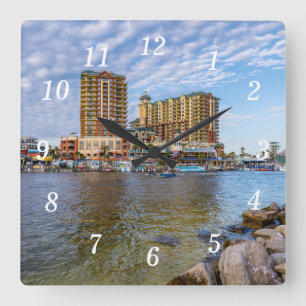 Destin Harbour Boardwalk Wall Clock Quadratische Wanduhr