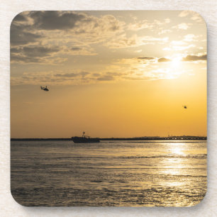 Destin-Sonnenuntergang- und Hubschrauber-Untersetz Getränkeuntersetzer