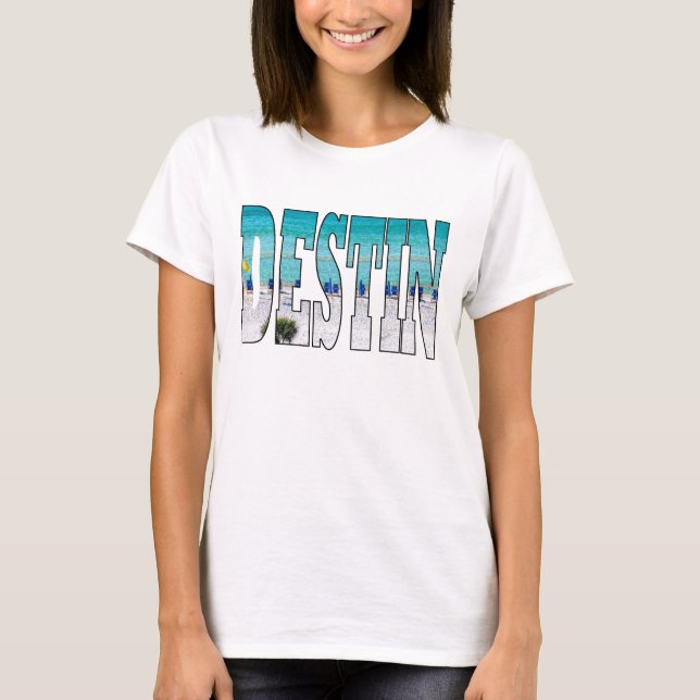 Destin Strand-Foto-einzigartige Typografie modern T-Shirt (Vorderseite)