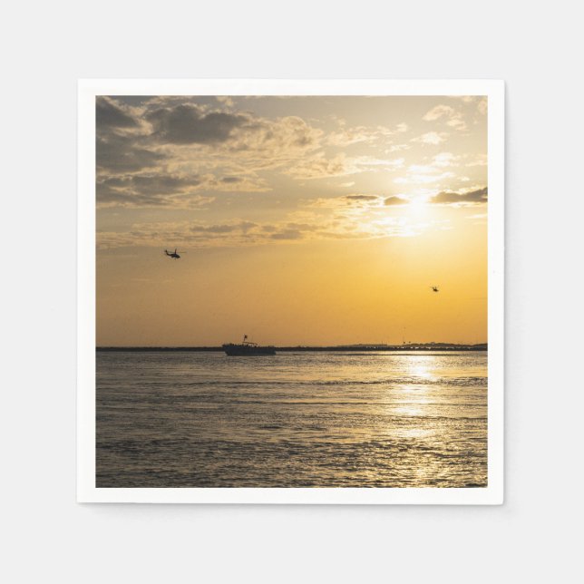 Destin Sunset And Helicopters Paper Napkins Serviette (Vorderseite)