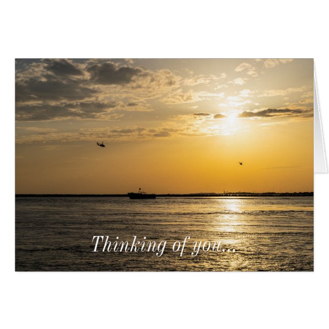Destin Sunset And Helicopters Thinking of You Card (Vorderseite (Horizontal))