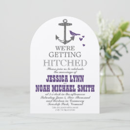 Destination Beach Niedlicher Lila Bird Gray Anker Einladung