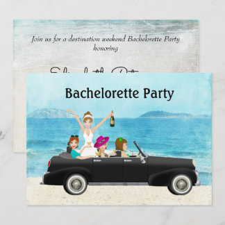 Destination Beach Wedding Bachelorette Party Einladung