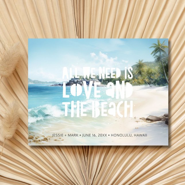 Destination Beach Wedding Save the Date Ankündigungspostkarte (Destination Beach Wedding Save the Date)