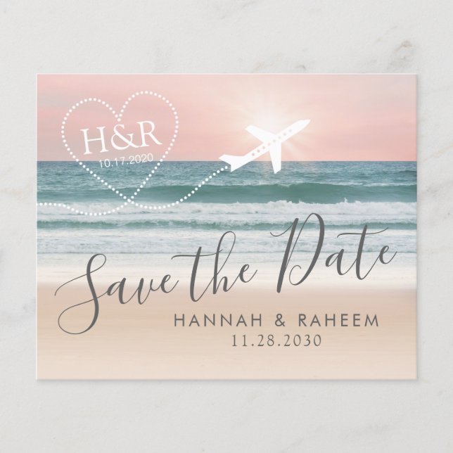 Destination Beach Wedding Sunset Save the Date (Vorderseite)
