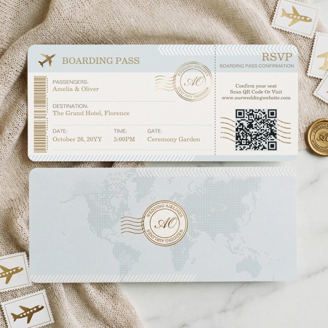 Destination Boarding Pass Plane Ticket Wedding Einladung (Destination Boarding Pass Ticket Photo Wedding Invitation)