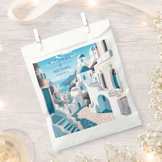 Destination Greece Santorini Wedding Geschenktütchen (Ausgeschnitten)