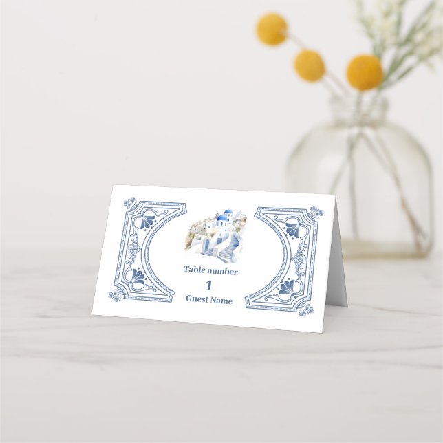 Destination Greece Santorini Wedding Platzkarte (Vorderseite)