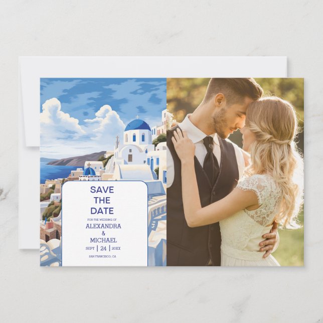 Destination Greece Santorini Wedding Save The Date (Vorderseite)