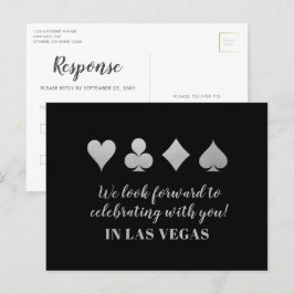 Destination LasVegas Wedding RSVP Silver Postcard Ankündigungspostkarte