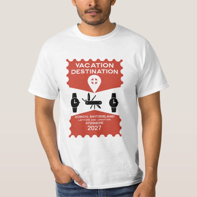 Destination Schweiz Urlaub Geschenk T-Shirt (Vorderseite)