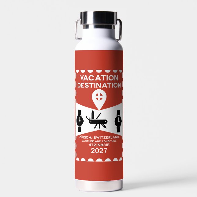 Destination Schweiz Urlaub Geschenk Trinkflasche (Vorne)